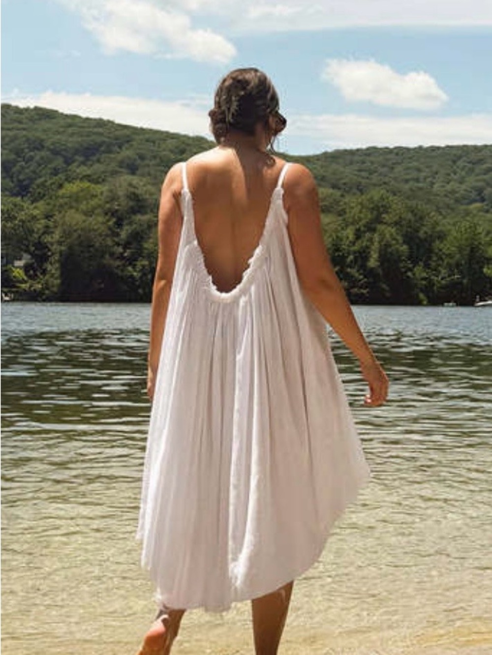 Loup Charmant Gather White Lightweight Gauze Sundress XS S
